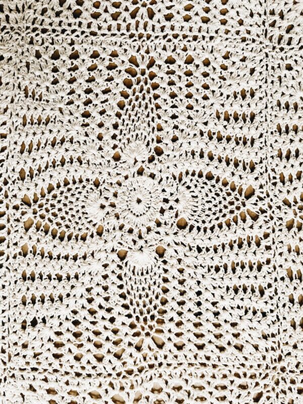 Vintage Ivory Crochet Tablecloth