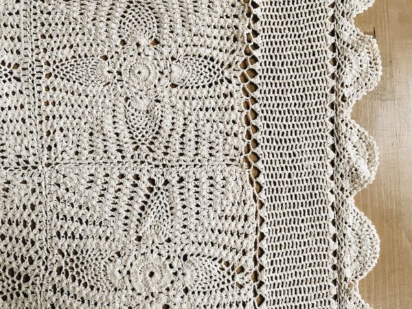 Vintage Ivory Crochet Tablecloth