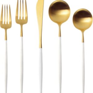 Madeline White & Gold Flatware Set