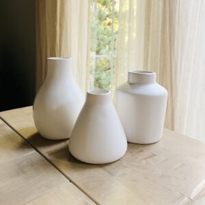 White Ceramic Bud Vase Trio