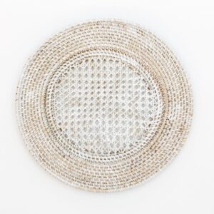 Mabel White-Washed Rattan Charger