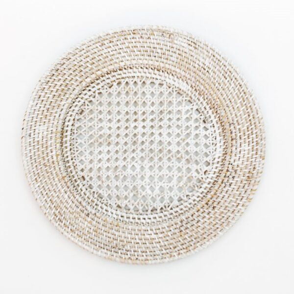 Mabel White-Washed Rattan Charger