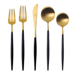 Ava Black & Gold Flatware Set